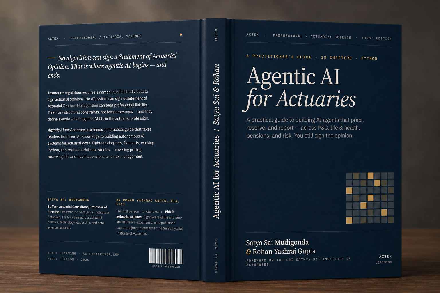 Agentic AI for Actuaries — hardcover, front and back